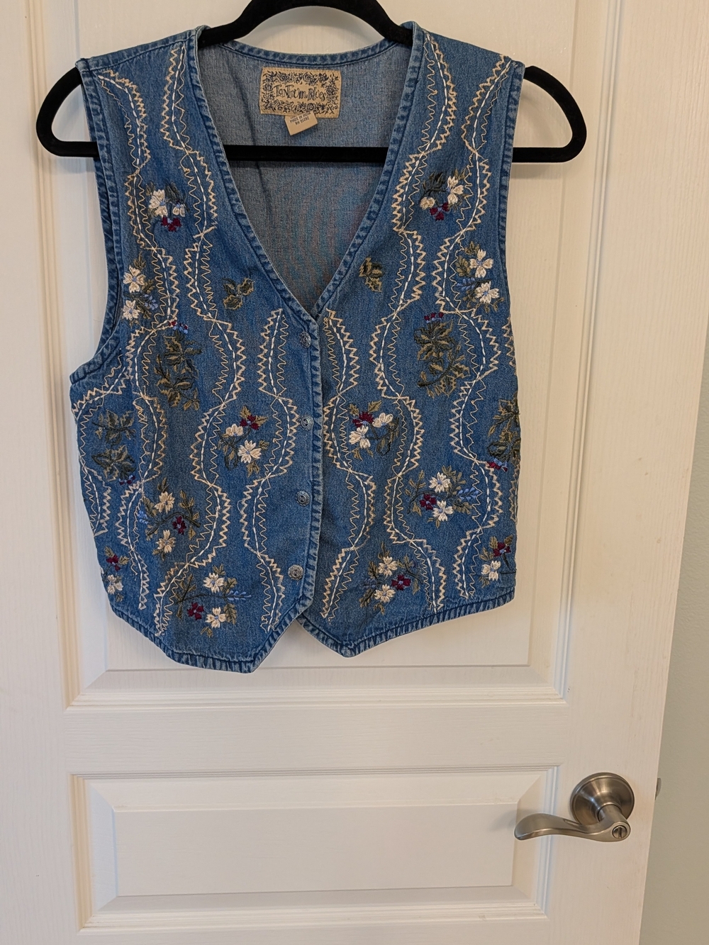 Vintage Embroidered Denim Vest